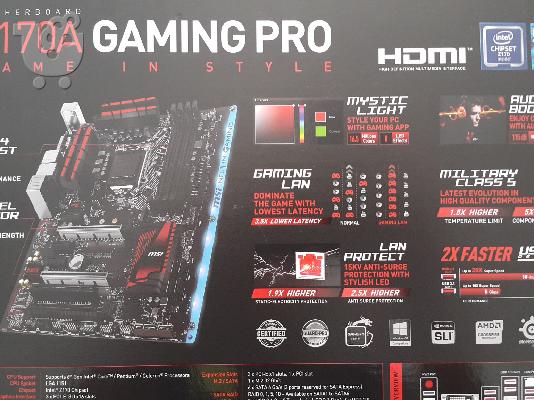 MSI Z170A Gaming Pro motheboard, INTEL 1151, DDR4, i7 6th gen